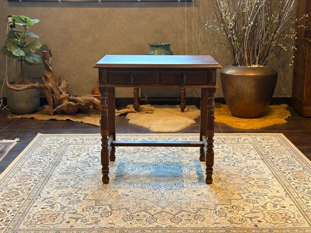 希少　アンティーク　ヴィンテージ　サイドテーブル　オーク材　ヴィンテージ　In