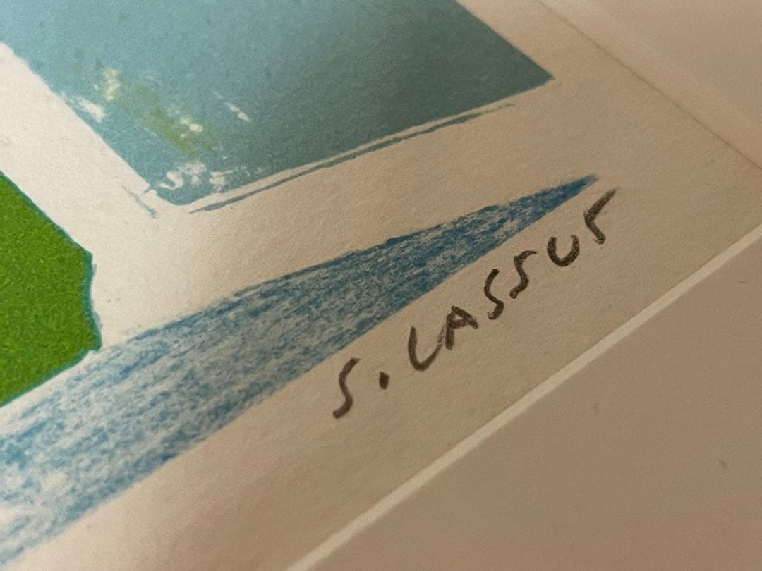 リトグラフ　版画　セルジュ・ラシス　/antique 英国　薔薇　白馬　縁起物