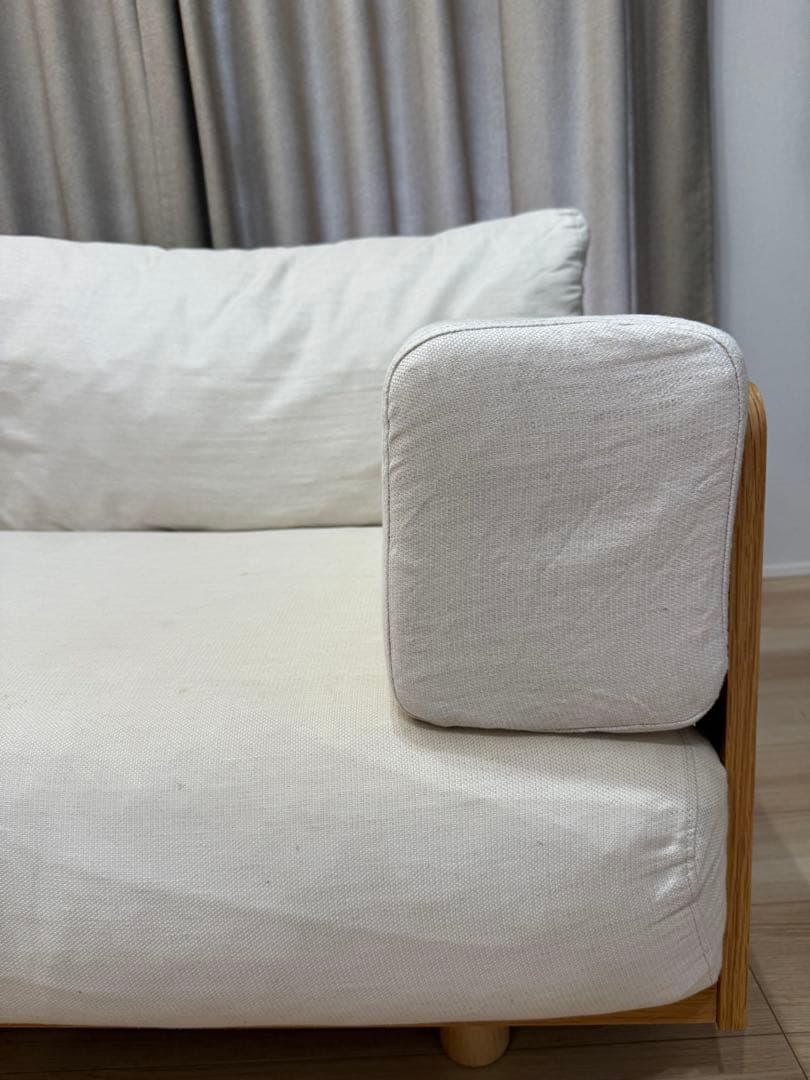 無印良品 廃盤希少品 木製ソファ オーク材 2.5シーター