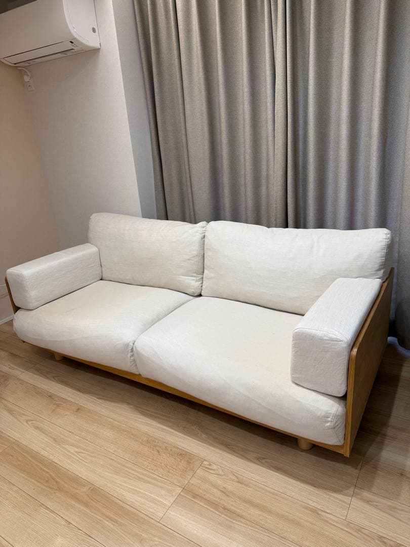 無印良品 廃盤希少品 木製ソファ オーク材 2.5シーター