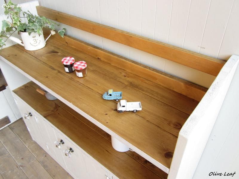 デザイン、サイズオーダー可！4扉ローキャビネット●シャビーホワイト無垢●受注製作