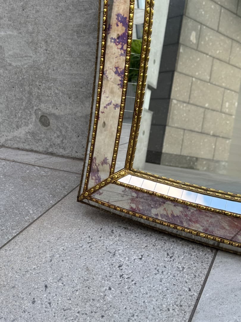 【美品】ミラー 壁掛けミラー イタリア製 ミッドセンチュリー 鏡 ①