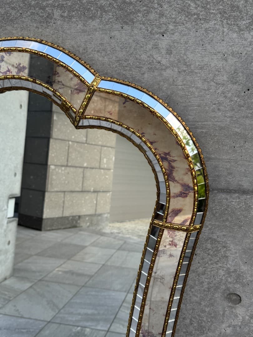 【美品】ミラー 壁掛けミラー イタリア製 ミッドセンチュリー 鏡 ①