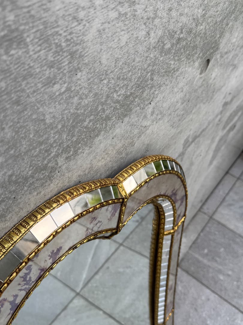 【美品】ミラー 壁掛けミラー イタリア製 ミッドセンチュリー 鏡 ①