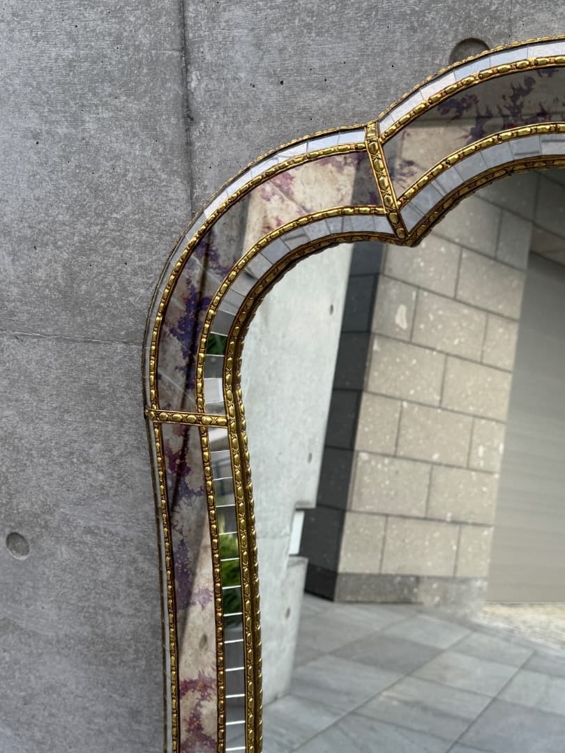 【美品】ミラー 壁掛けミラー イタリア製 ミッドセンチュリー 鏡 ①