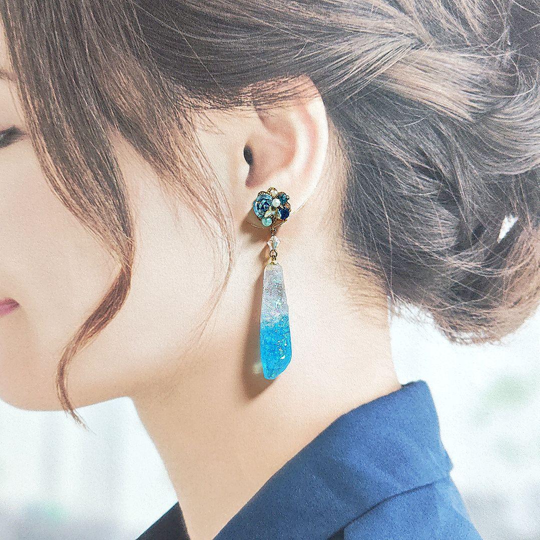 【673】ビジューと鉱石のピアス／イヤリング