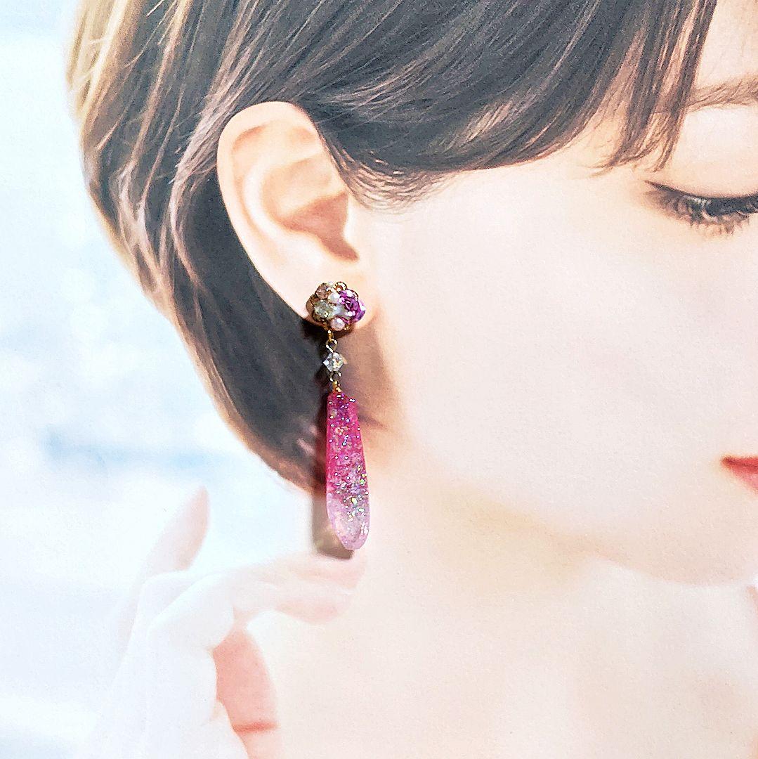 【673】ビジューと鉱石のピアス／イヤリング