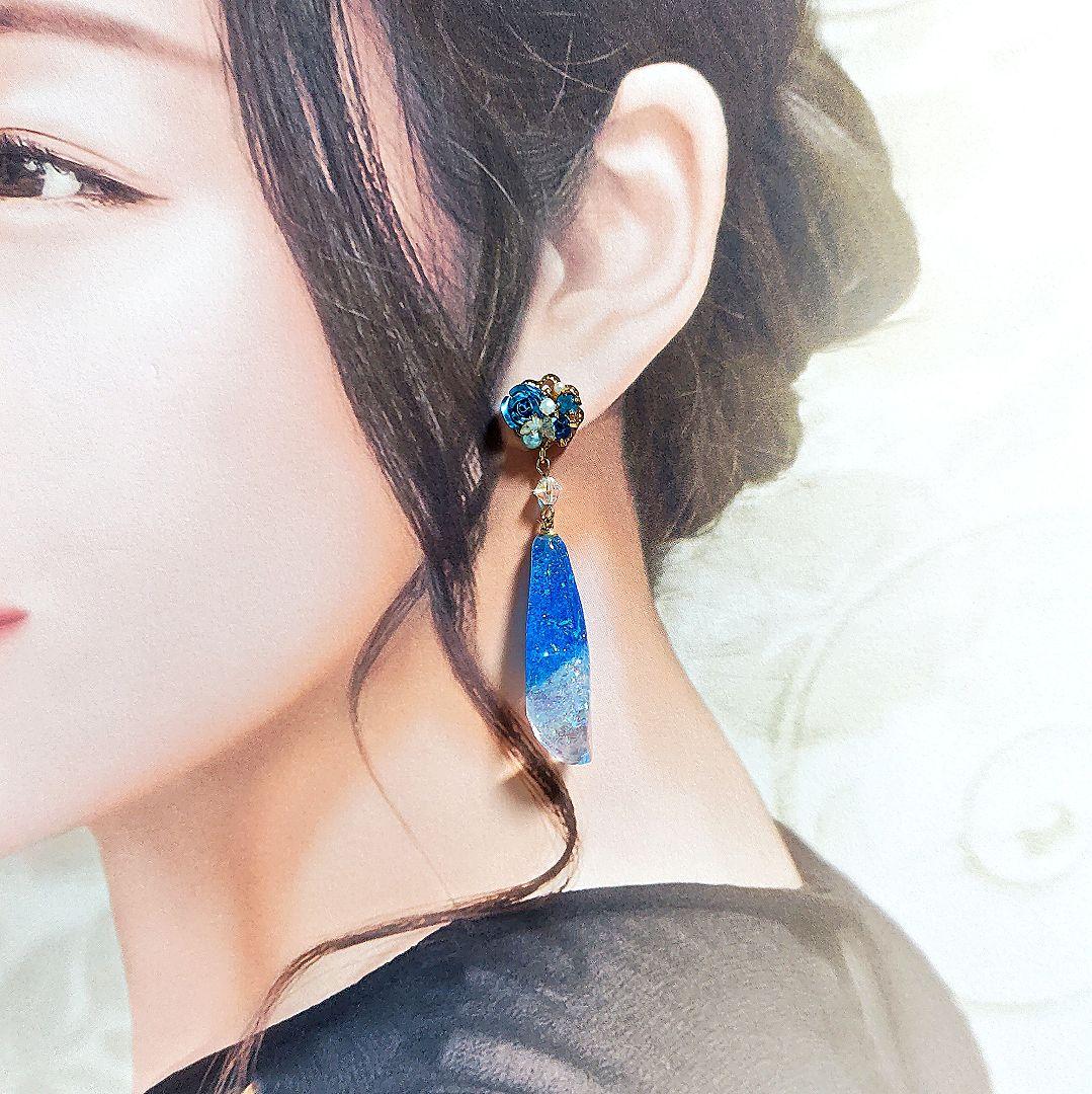 【673】ビジューと鉱石のピアス／イヤリング