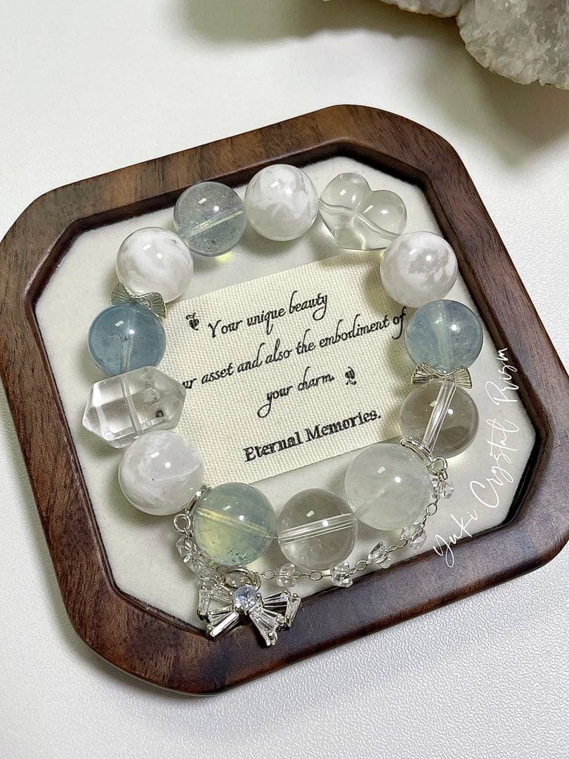 クリスタル×アクアマリン×ブルームーンストーン×スノーフレークファントムクォーツ