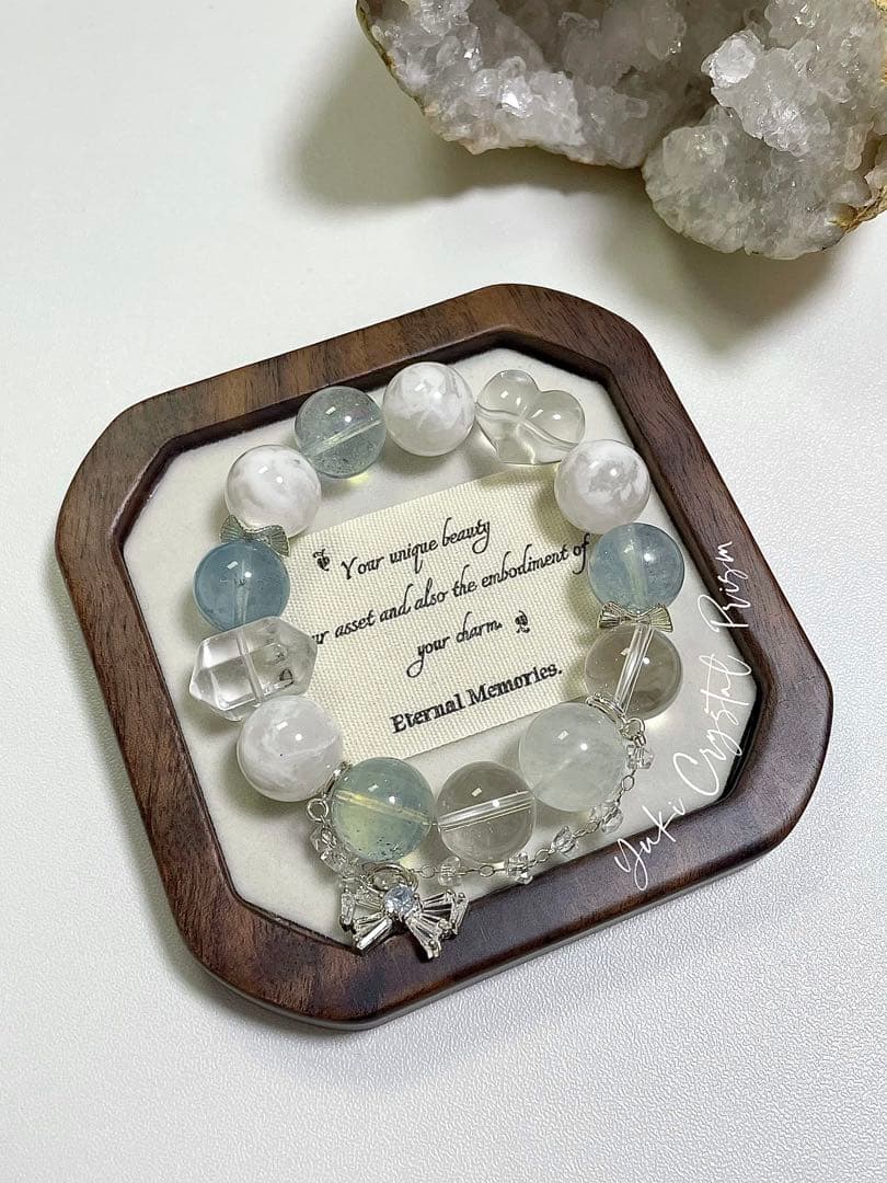 クリスタル×アクアマリン×ブルームーンストーン×スノーフレークファントムクォーツ