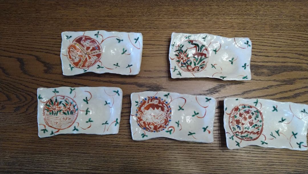 黒岩卓実さんの作品 脚付小鉢 角皿 (絵がわり）五客セット