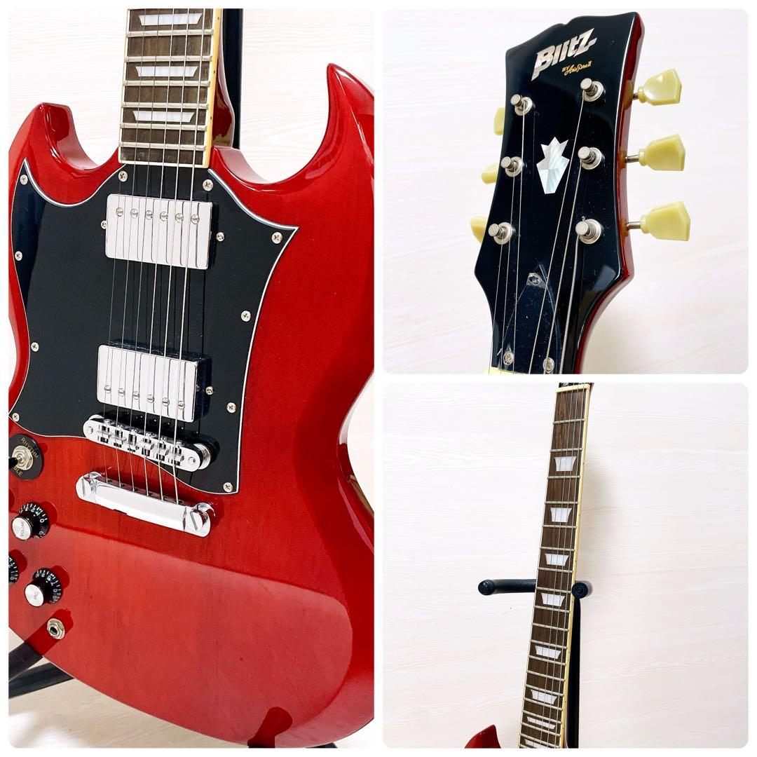 美品 BLITZ SG ブリッツ レフトハンド レフティ エレキギター レッド