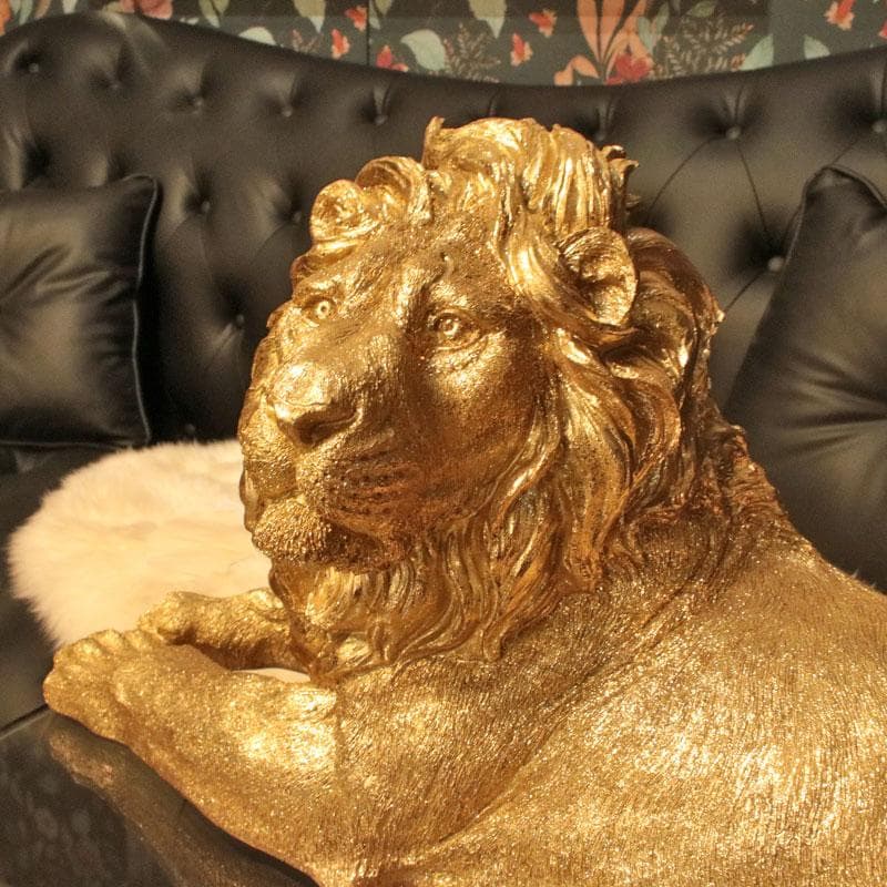 ライオン置物 ゴールド 高級インテリアオブジェ 143-138-036