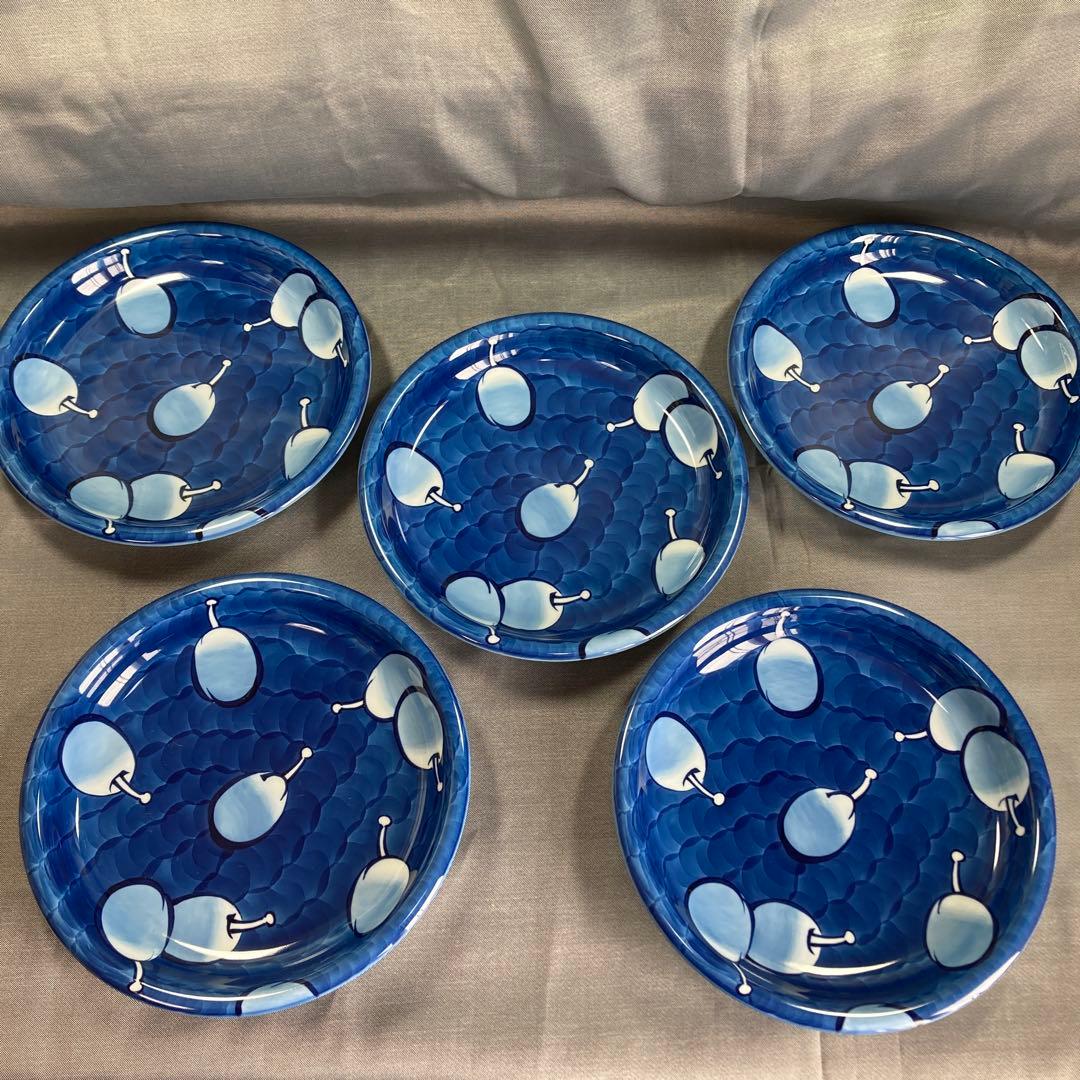 宮脇 大　源右衛門　染濃　プルーン文　中皿　小皿　プレート