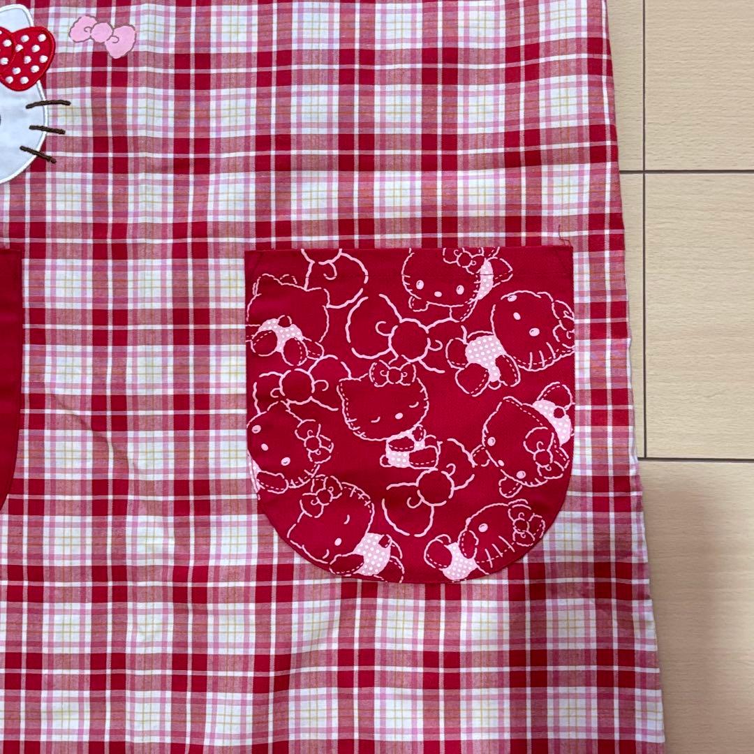 ハローキティ エプロン 大人用 レトロ キティちゃん 保育士 チェック