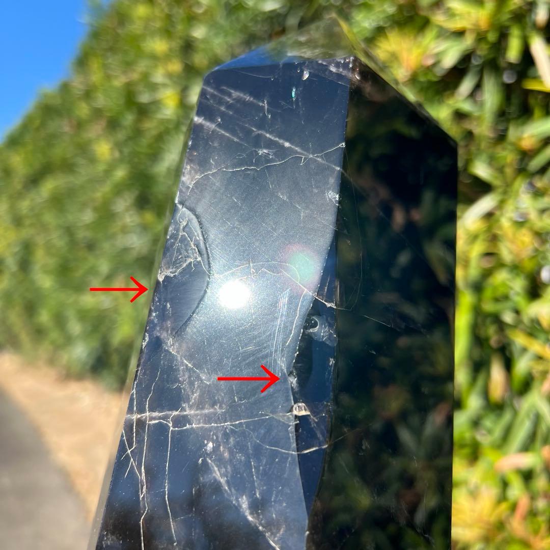 ✨存在際立つ漆黒極大サイズ 黒水晶六角柱✨レインボー モリオン 六角柱 天然石