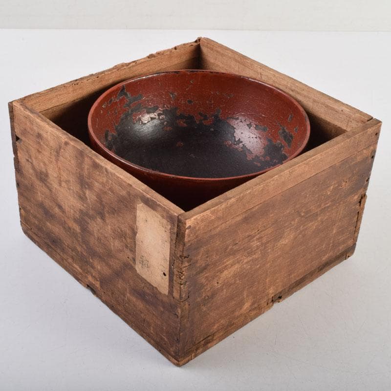 根来塗　時代根来　朱塗　在銘　椀　時代箱　C　R9401