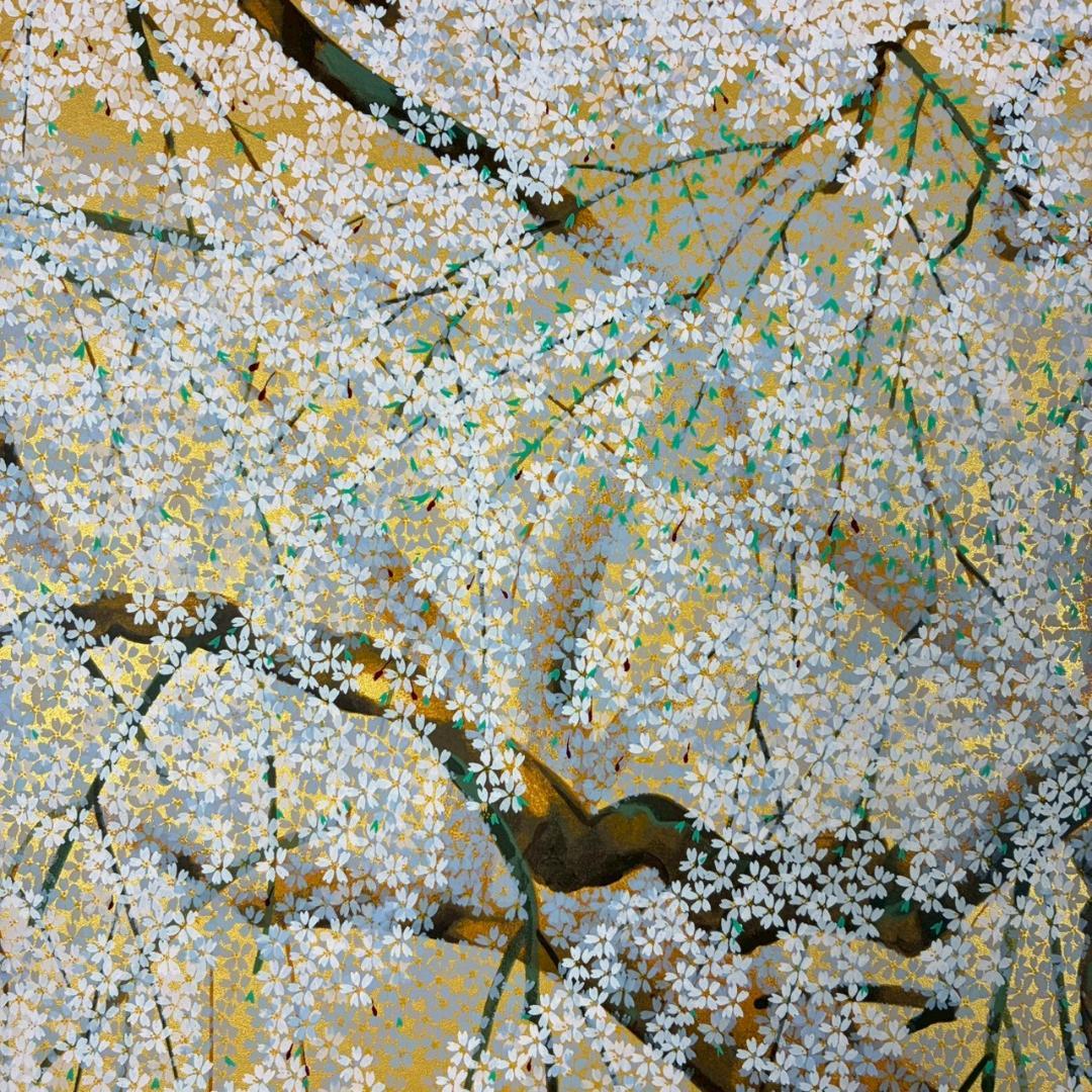 美品 中島千波「久遠寺の瀧桜」シルクスクリーン 大作 直筆サイン