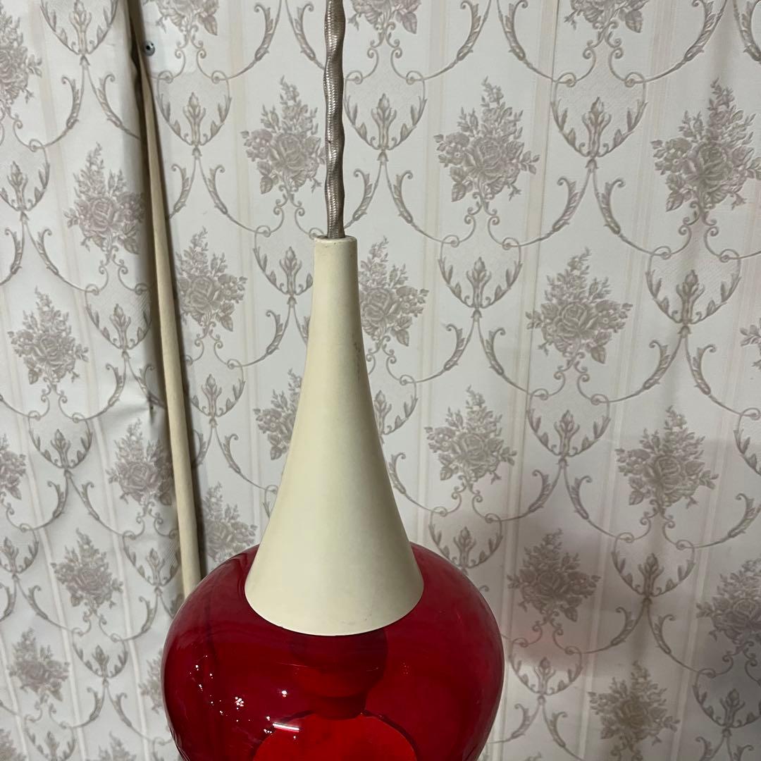 【アンティーク】昭和レトロ ナショナル ペンダントライト ガラス傘 古道具