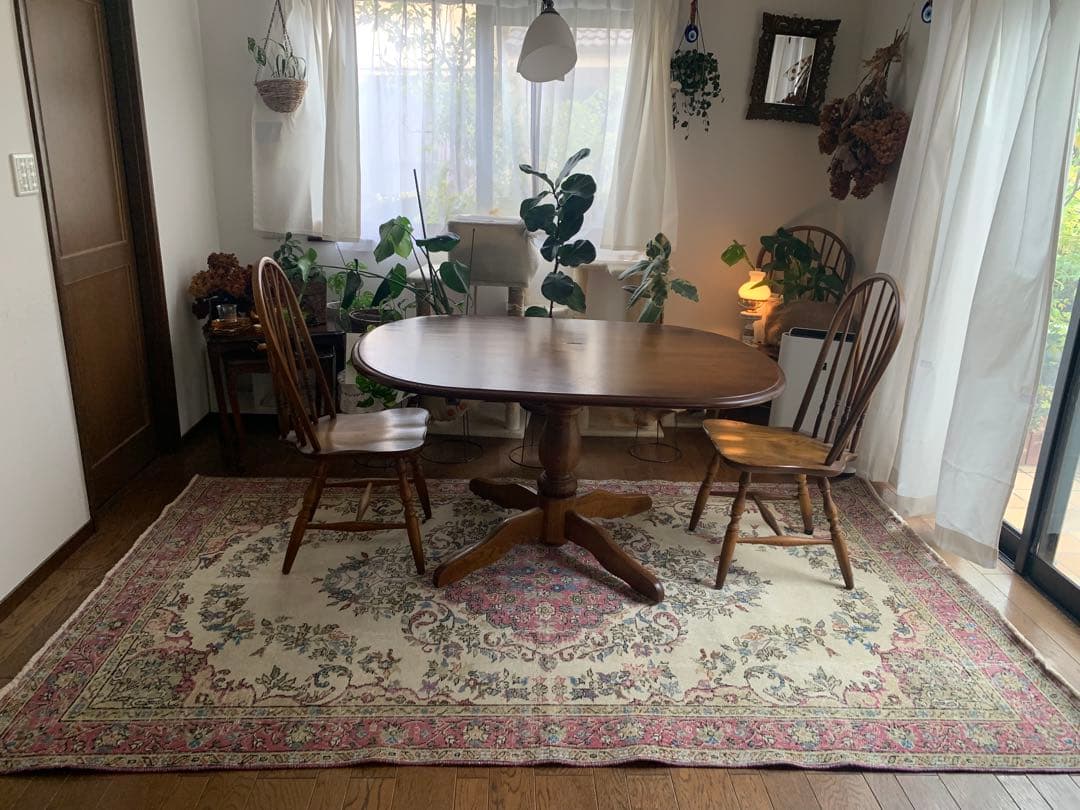 超超大判 特大 275×164 トルコヴィンテージラグ ピンク メダリオン