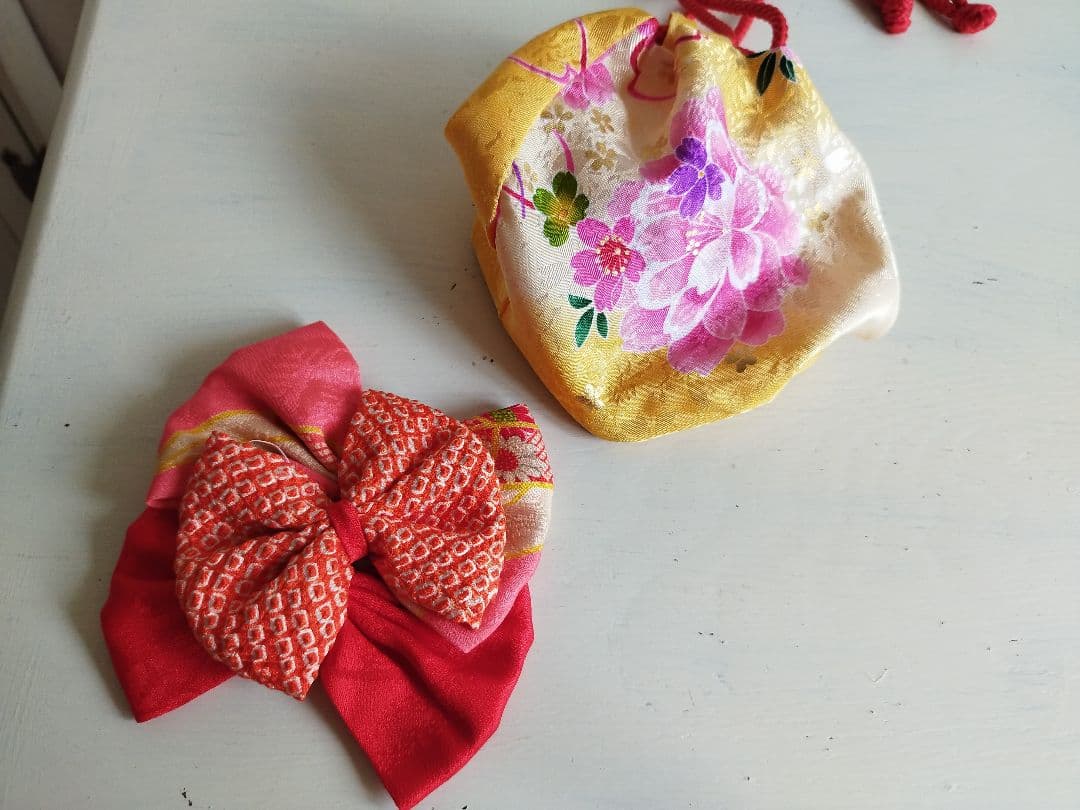 アンティーク着物と鹿の子の被布セット