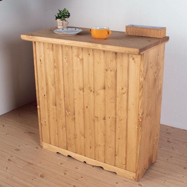 カントリー調パイン無垢材バーカウンター幅90cm キッチンカウンター（775）