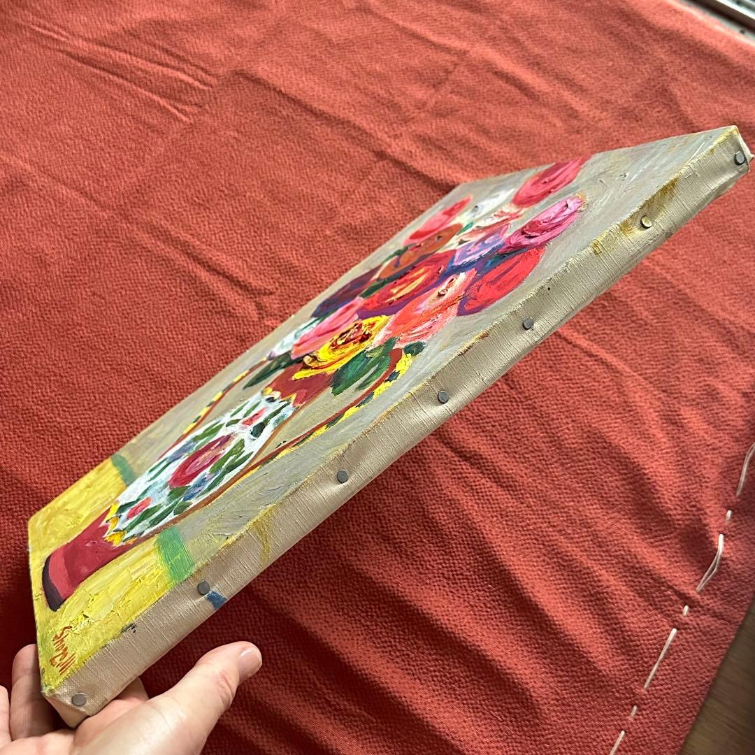 2114様感謝 ‼️村田省蔵「 薔薇 」肉筆油彩F6号署名共シール差函