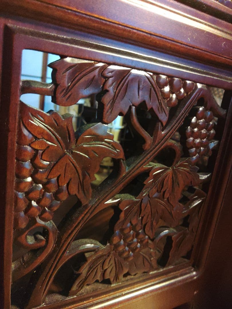 希少　パーテーション　透かし彫り　衝立　無垢　間仕切り　4連　ヴィンテージ