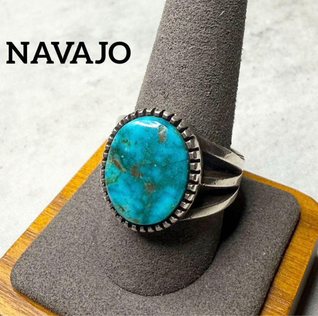NAVAJO ナバホ H.JIM ターコイズリング 22号 スプリットシャンク