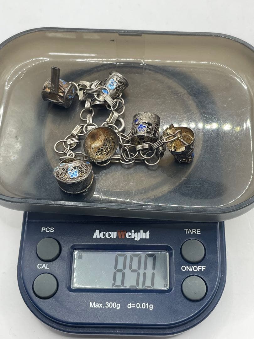 ブレスレット silver925 ポルトガル製 銀線細工 紺の七宝 ヴィンテージ