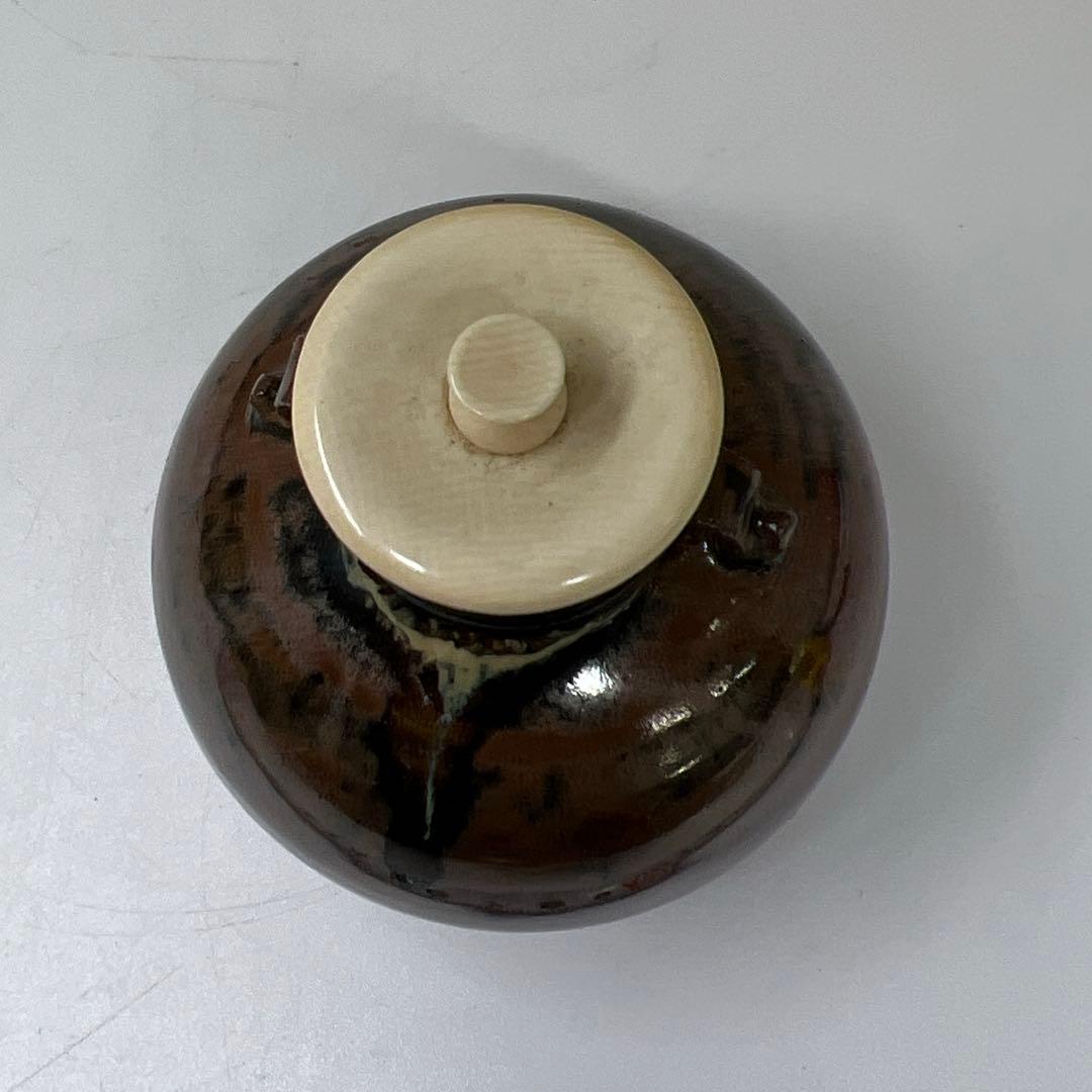 ⭐︎茶3 笹田有祥 横岩城文琳茶入 共箱 高さ約7.4㎝ 東さ7-0527②