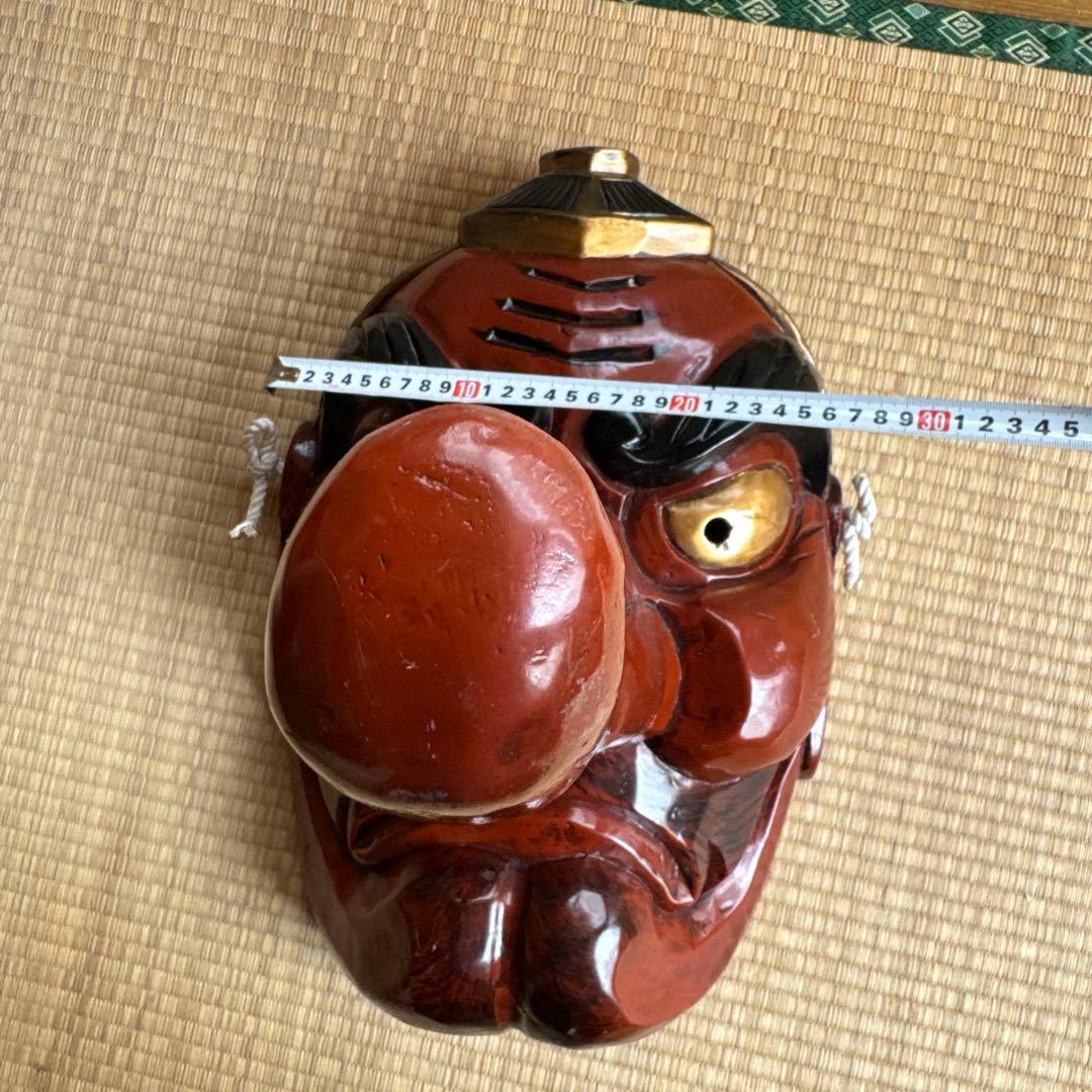 超大型　天狗お面　木彫　アンティーク　壁掛　工芸品　魔除け　縁起物　骨董　守神