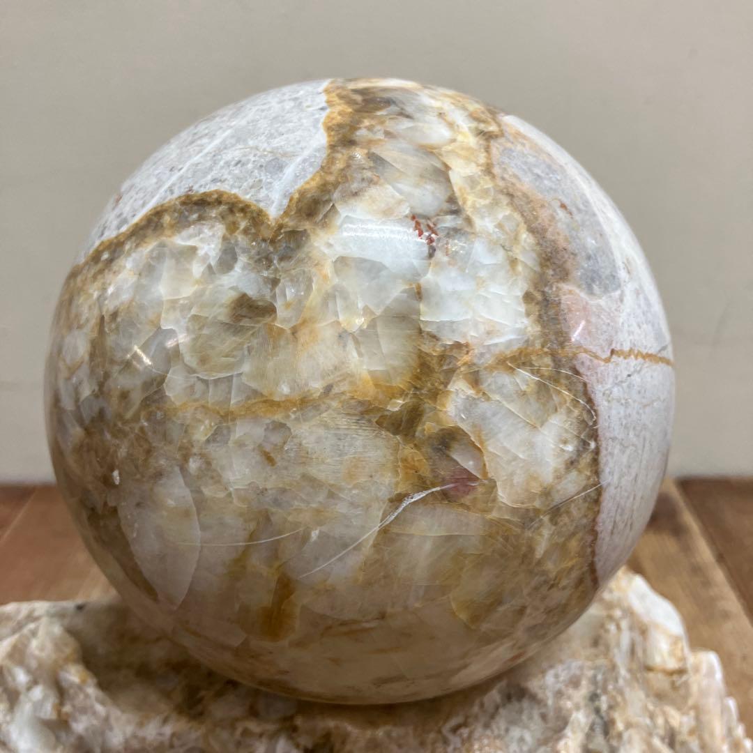 E-4 天然石 鑑賞石 球体 台座付き 置物 飾り 大理石 オブジェ 装飾品
