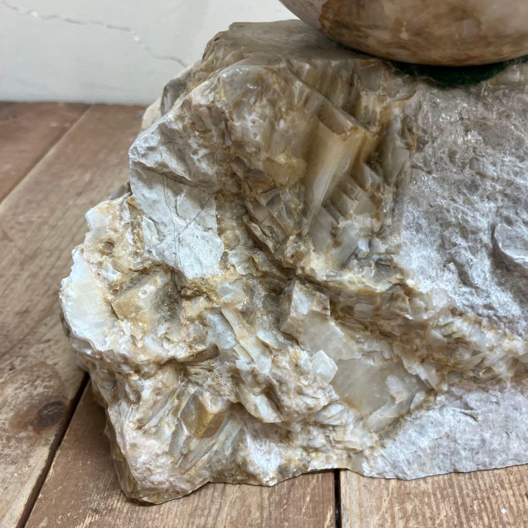 E-4 天然石 鑑賞石 球体 台座付き 置物 飾り 大理石 オブジェ 装飾品