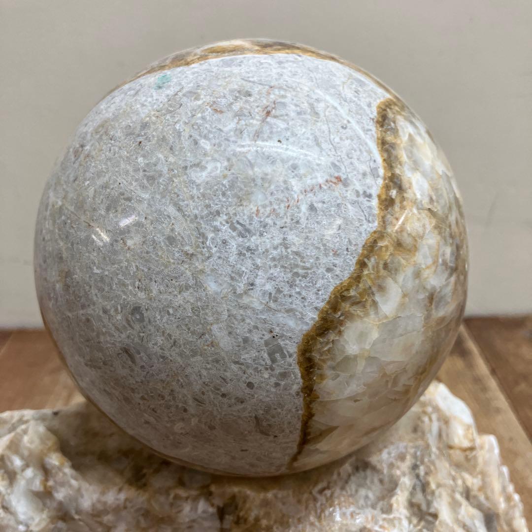E-4 天然石 鑑賞石 球体 台座付き 置物 飾り 大理石 オブジェ 装飾品