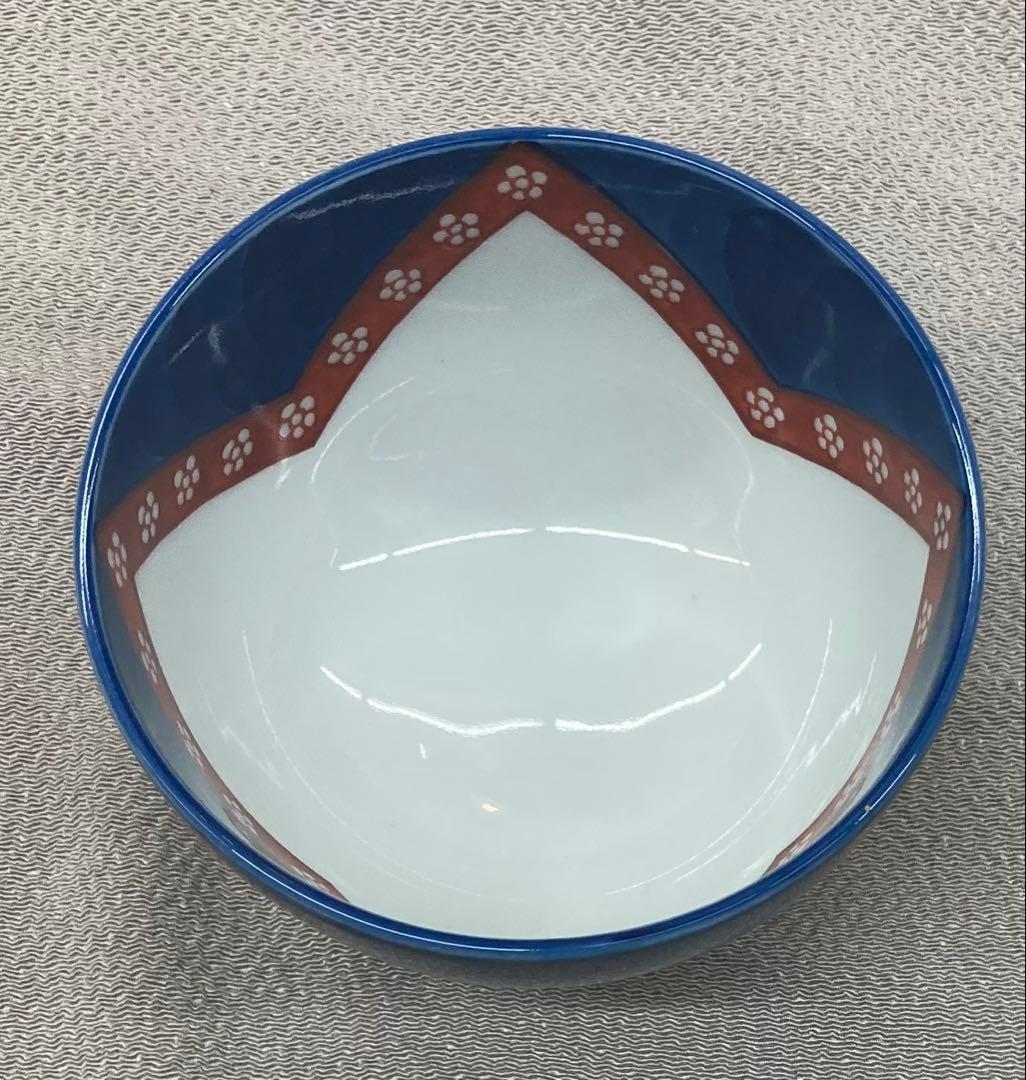 B486b「染錦梅小紋 飯碗」源右衛門作 共箱 是米木窯 古伊万里