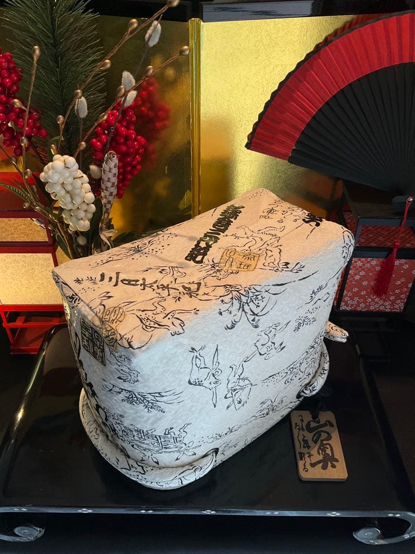 一閑張り　一閑張りバッグ　古文書　和紙　浮世絵　大正　着物　鳥獣戯画　兎　蛙　絹