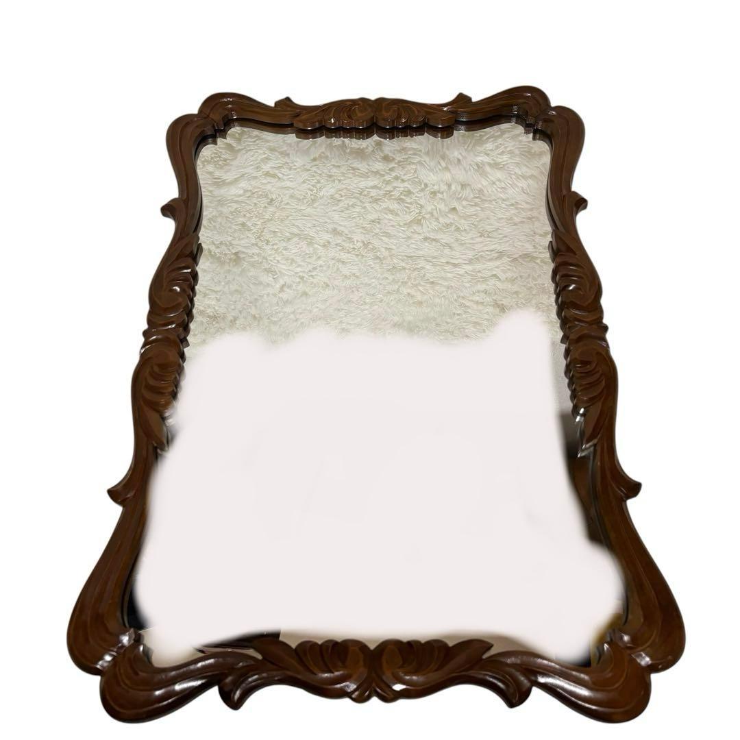 ビンテージ ウォールミラー 鏡 木枠ミラー 壁掛け 立て掛け 彫刻 アンティーク