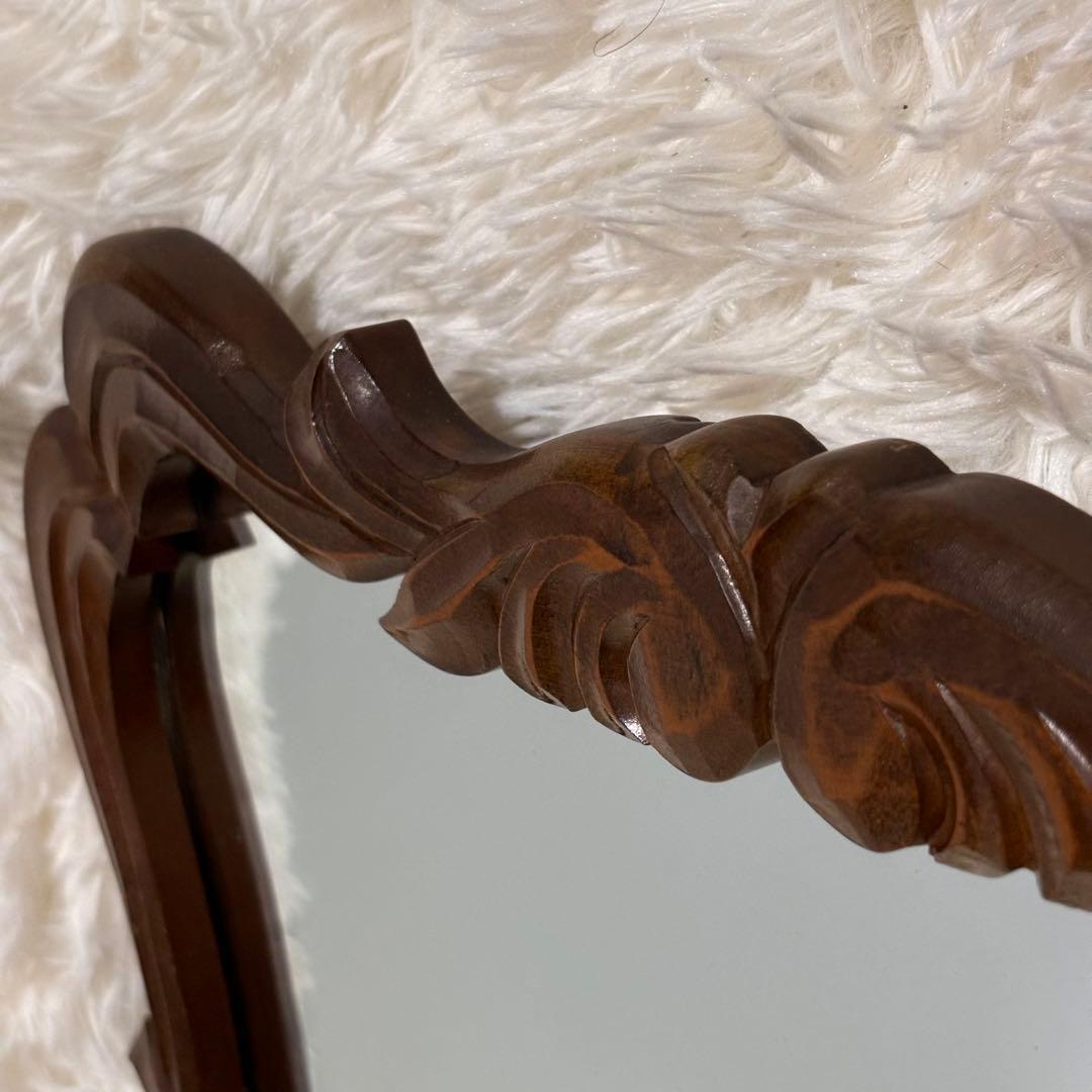 ビンテージ ウォールミラー 鏡 木枠ミラー 壁掛け 立て掛け 彫刻 アンティーク