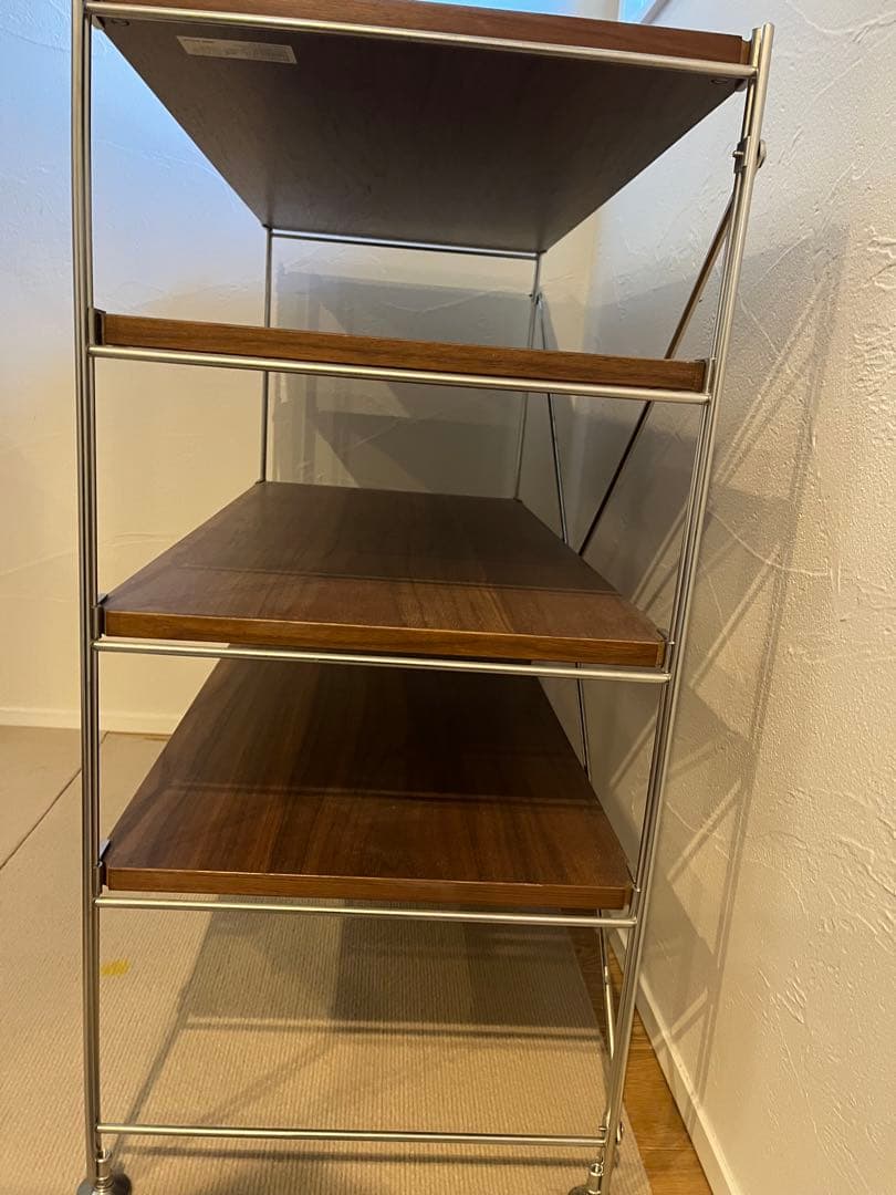 無印のステンレスユニットシェルフ　オーク材棚