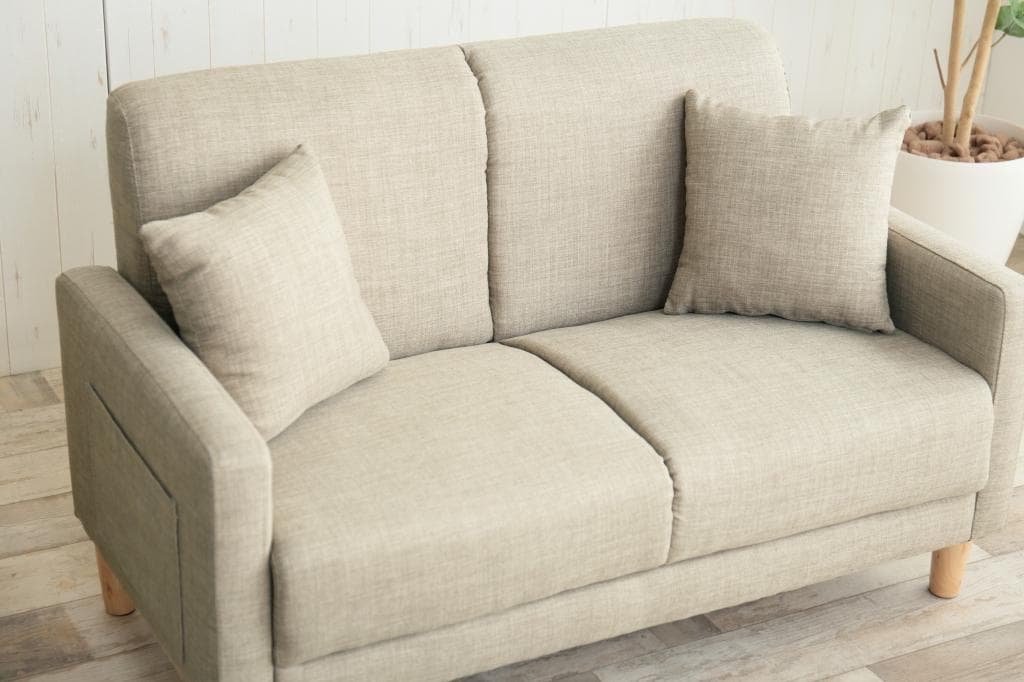2人掛けソファ コンパクトタイプ ベージュ系 幅110