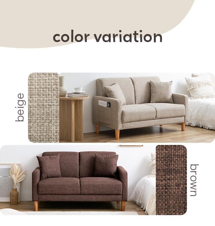 2人掛けソファ コンパクトタイプ ベージュ系 幅110