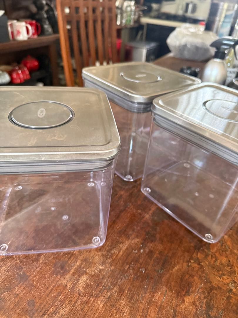 OXO 保存容器 プラスチック 密閉 2.6L ステンレス ポップコンテナ ３個