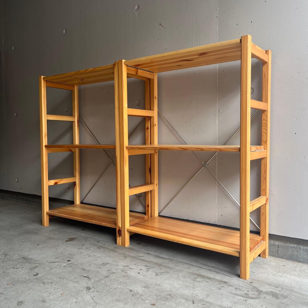 無印★パイン材ユニットシェルフ・奥行２５ｃｍタイプ・５８ｃｍ幅・小 ２個セット