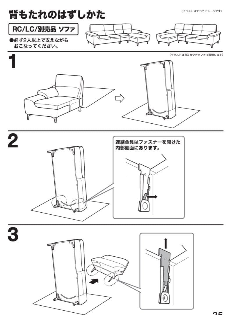 【ニトリ】布張りL字 3〜4人掛けカウチソファ(RC ストリフト GY) ①本体