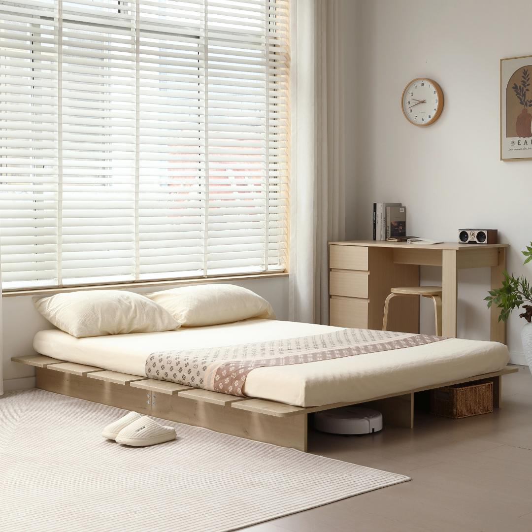 超人気！【SD・幅140cm】木目調 ベッド SD ローベッド　NATURAL