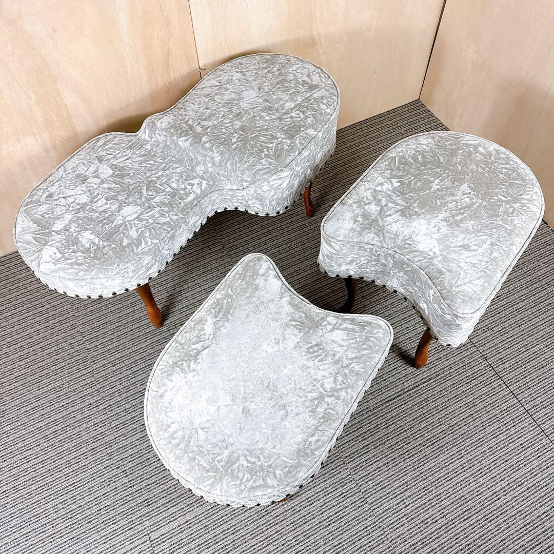 アンティーク 猫脚 スツール ヴィンテージ レトロ チェア 椅子 おしゃれ 3脚