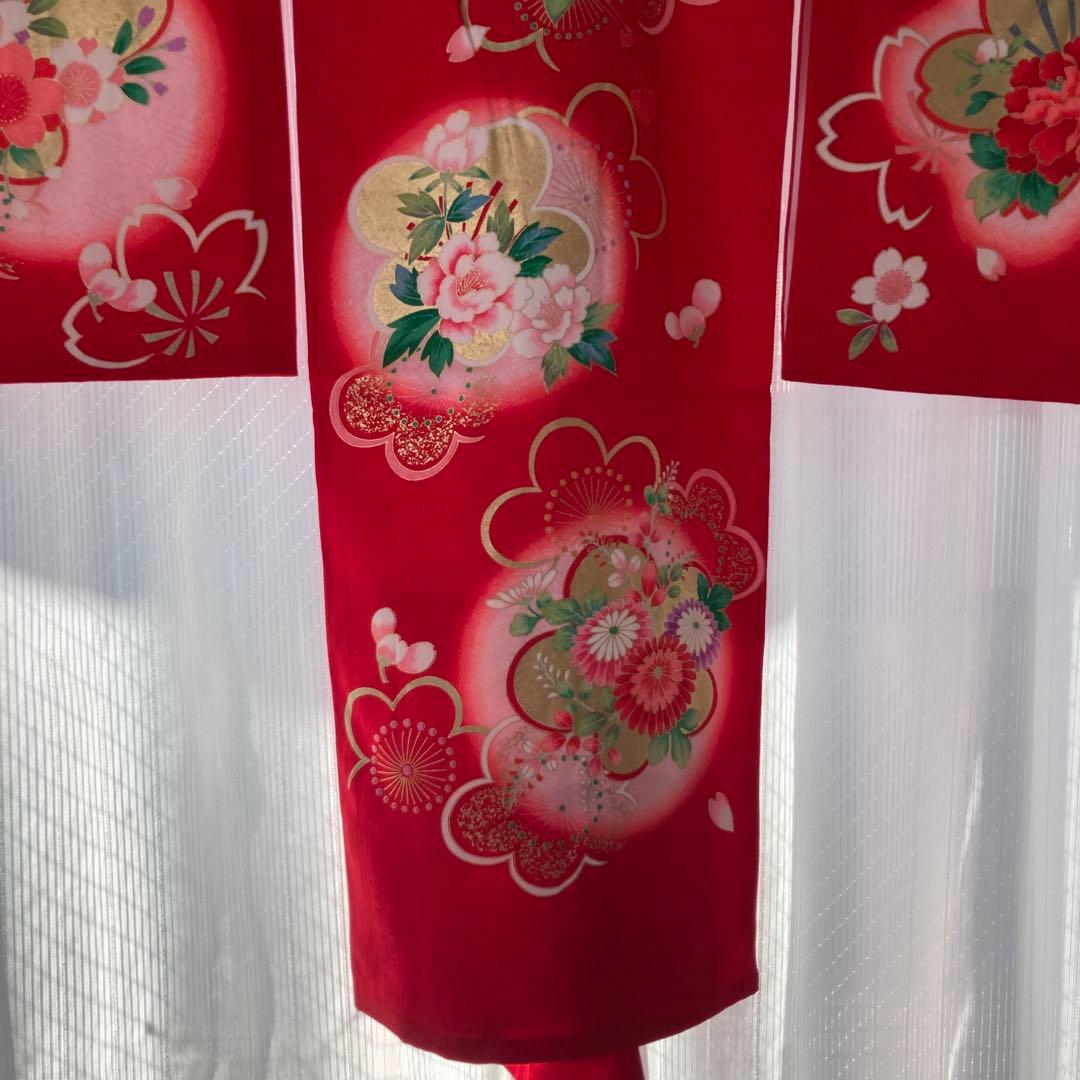 七五三用 赤い花柄 和服