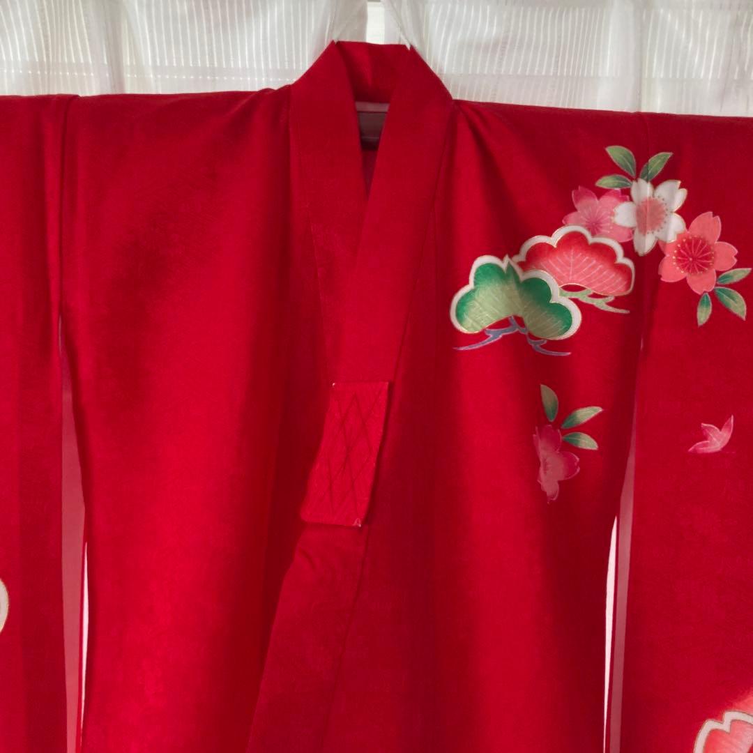 七五三用 赤い花柄 和服