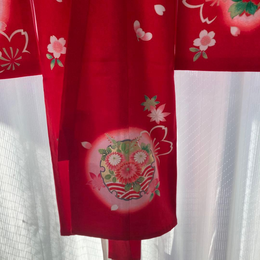 七五三用 赤い花柄 和服